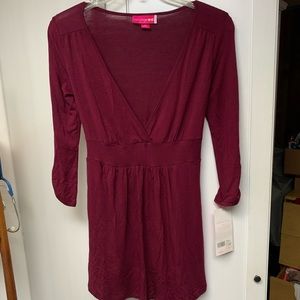 XS Maternity Liz Lange Tie Back B Cut Long Sleeve Shirt Red